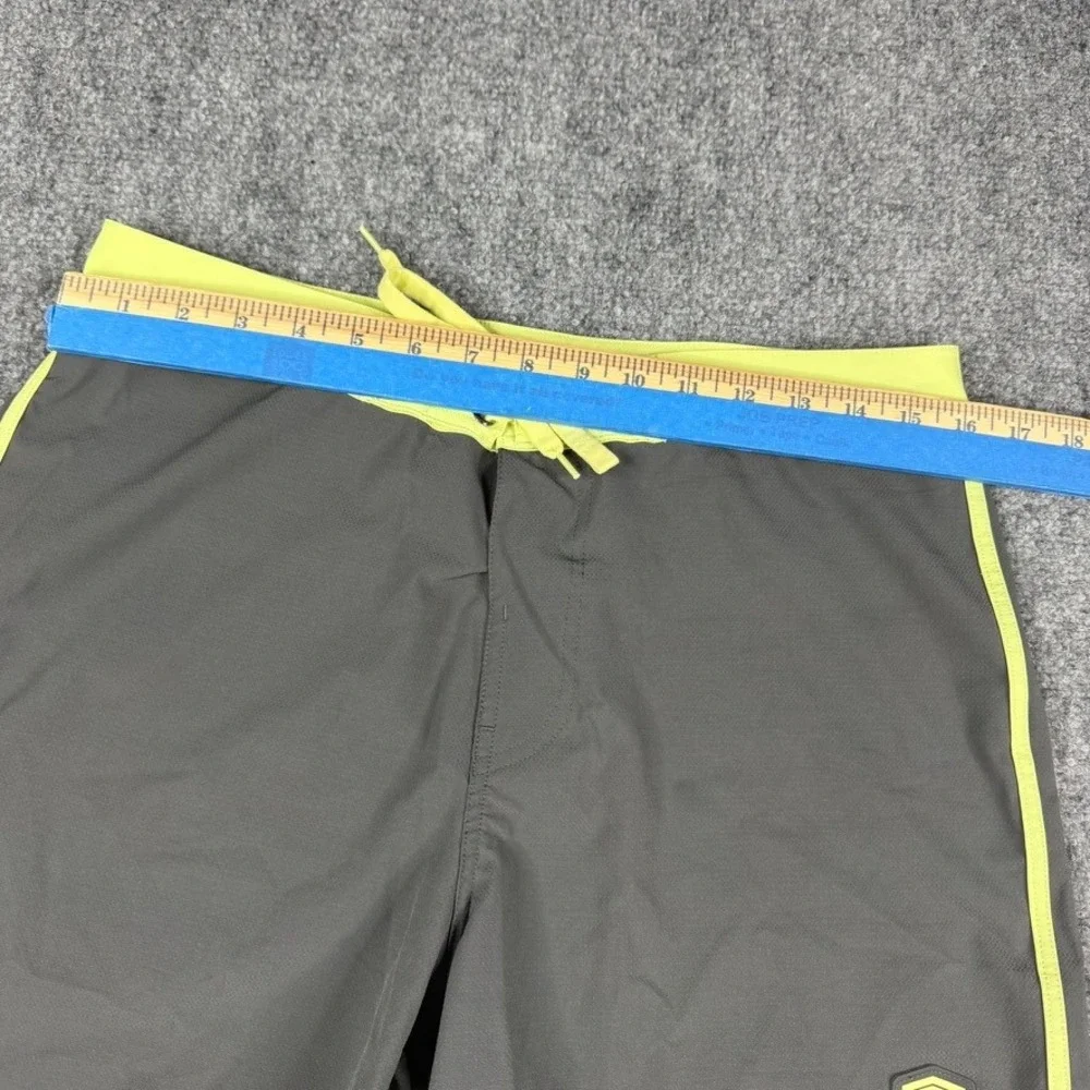 Born Primitive Falcon Board Shorts Men 32 Grey Neon Yellow Athletic Swim 5